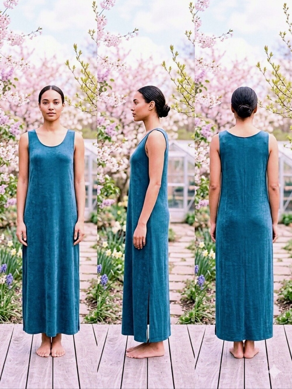 NORM THOMPSON BLUE MAXI TANK DRESS WOMEN'S SIZE  L